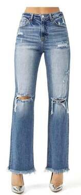 Risen Jeans High Rise Straight Jeans Dark Wash